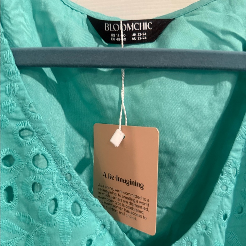 BloomChic Aqua Eyelet Dress - Picture 4 of 4